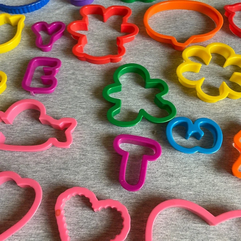 Colorful Kids Shape Cookie Cutters - Multicolor Play Dough Molds